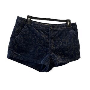 Abercrombie & Fitch Navy Blue Corduroy Gold Rose Floral Shorts Hi Rise Size 30